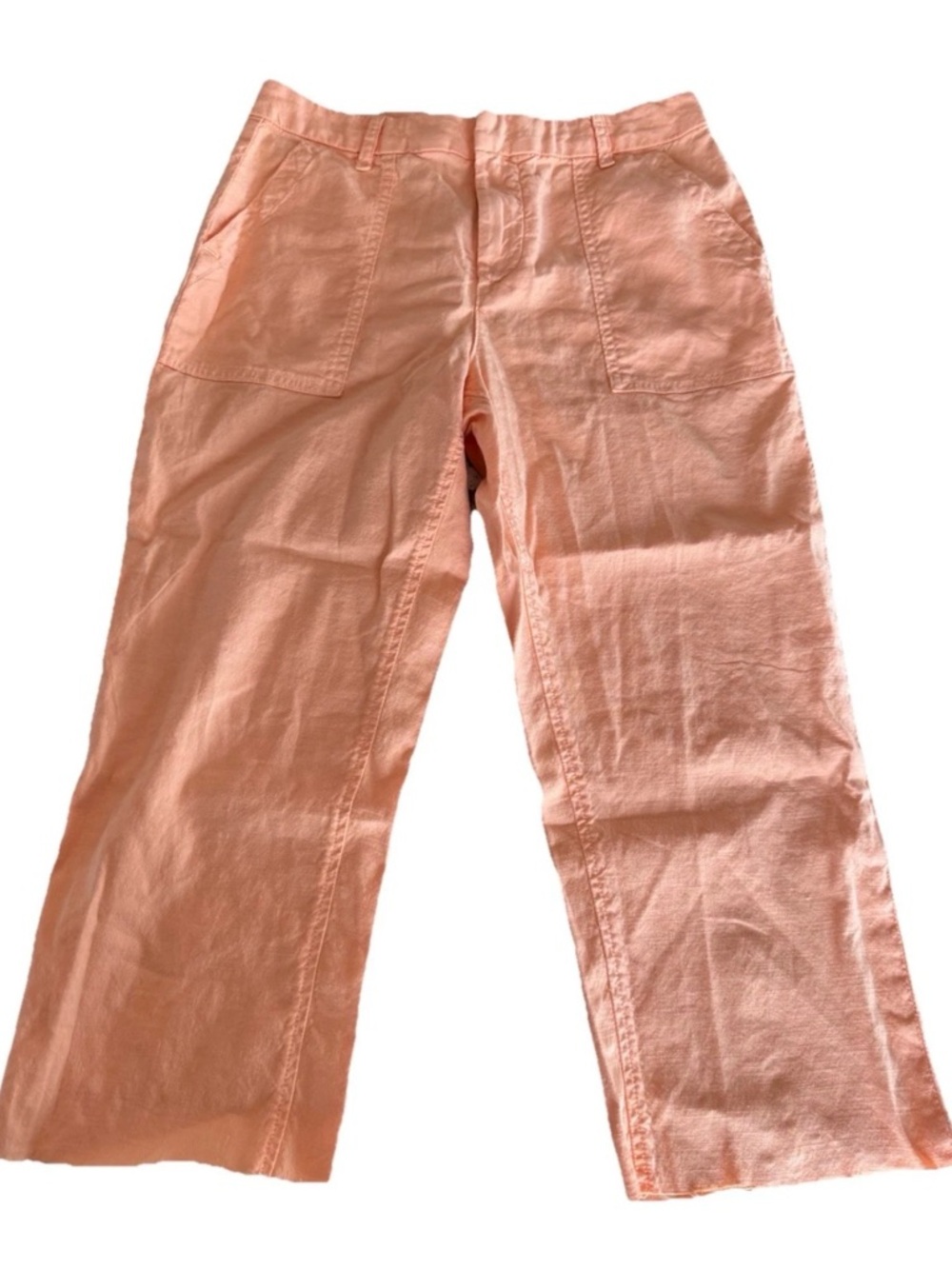 Frank & Eileen Wicklow Coral Peach Raw Hem Capri Pants Size 6 NWOT